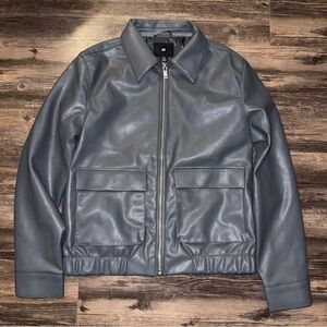 H&M grey leather bomber jacket